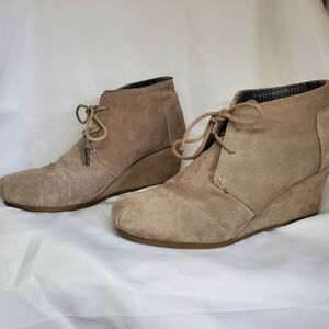 Toms lace up dress shoes, taupe, sz 10w